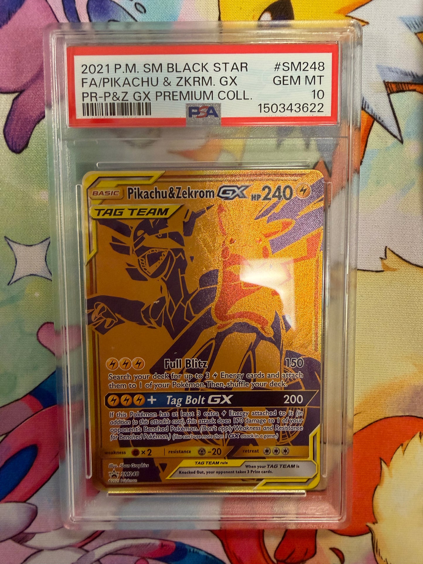 2021 BLACK STAR PROMO PIKACHU AND ZEKROM GX #SM248 PSA 10 PK1248