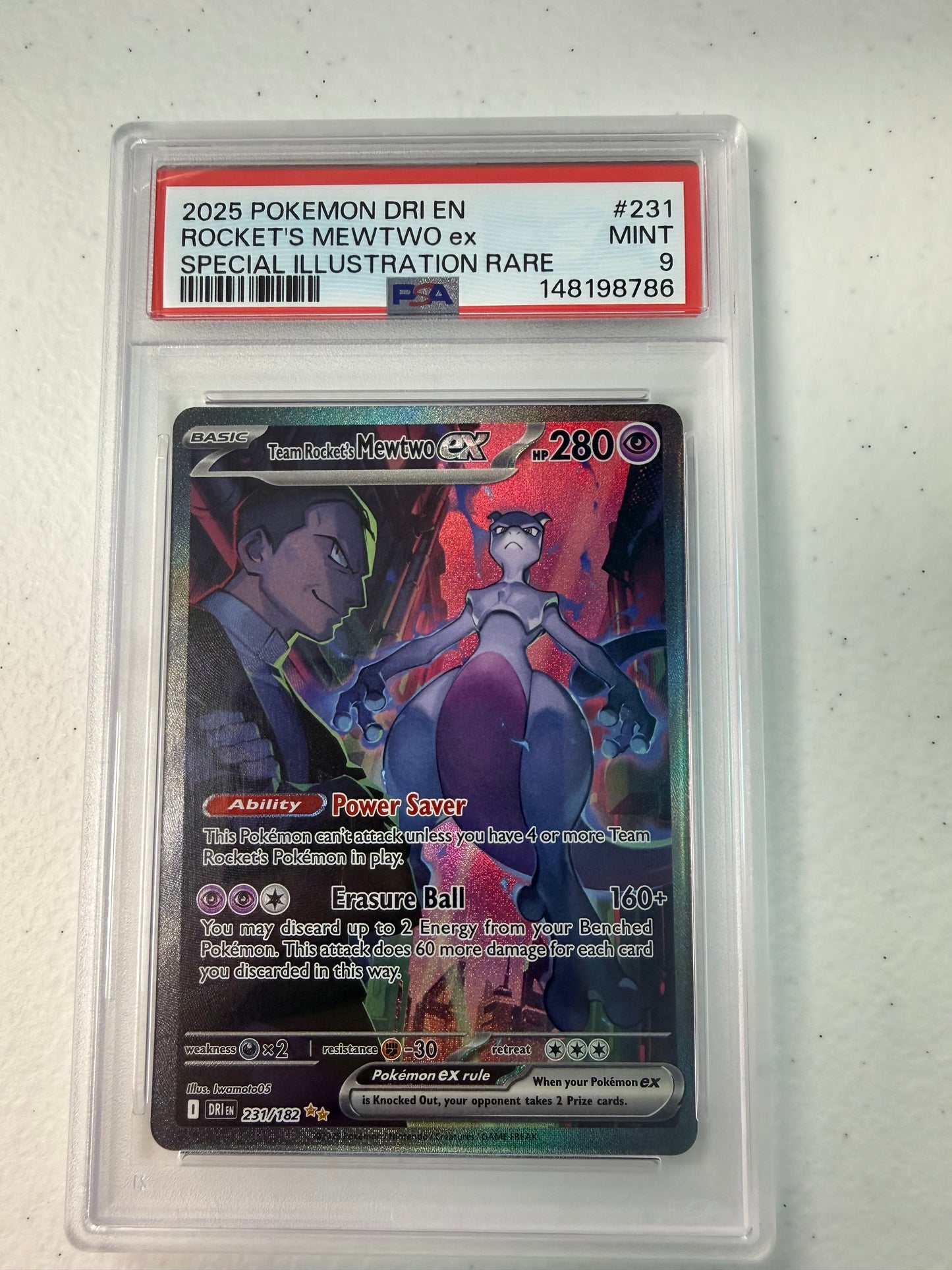 2025 DESTINED RIVALS TEAM ROCKETS MEWTWO #231 PSA 9 PK1015