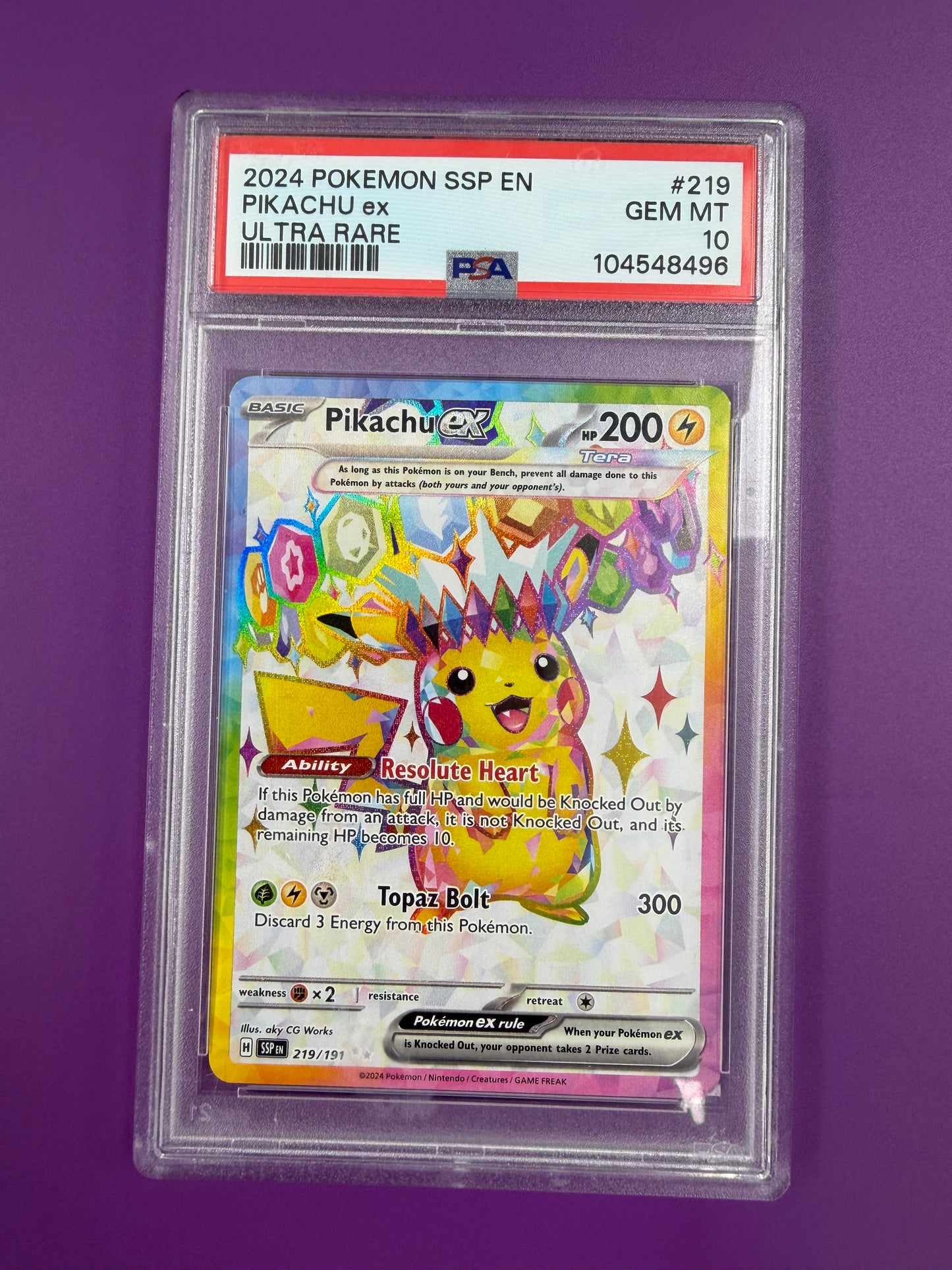 2024 PIKACHU #219 SURGING SPARKS PSA 10 PK1295
