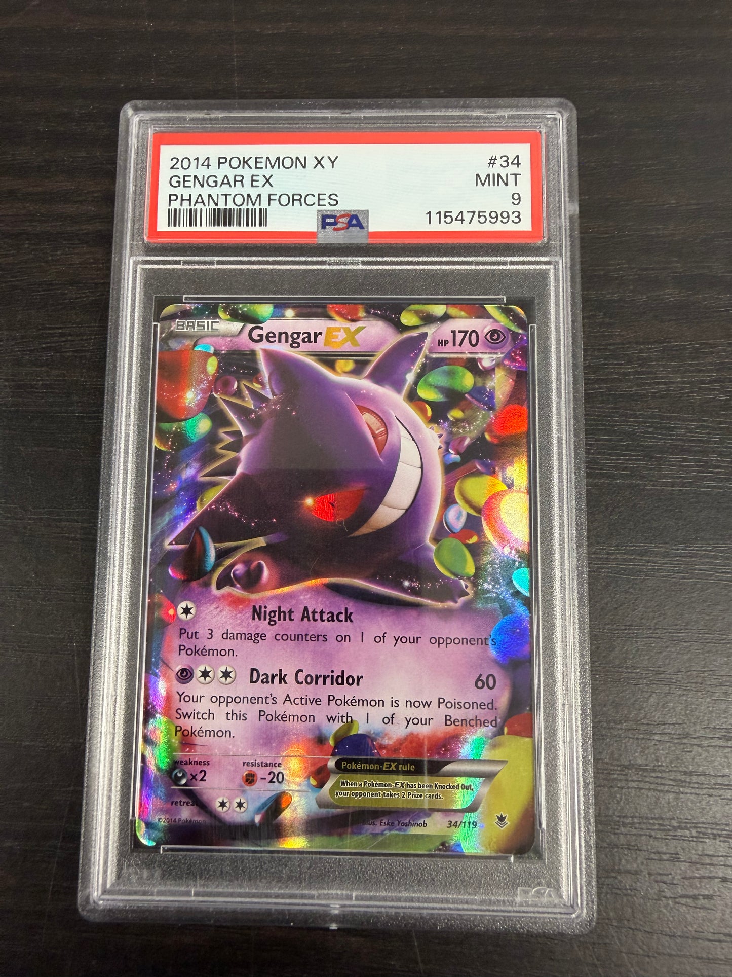 2014 GENGAR EX 34 PHANTOM FORCES PSA 9 PK972