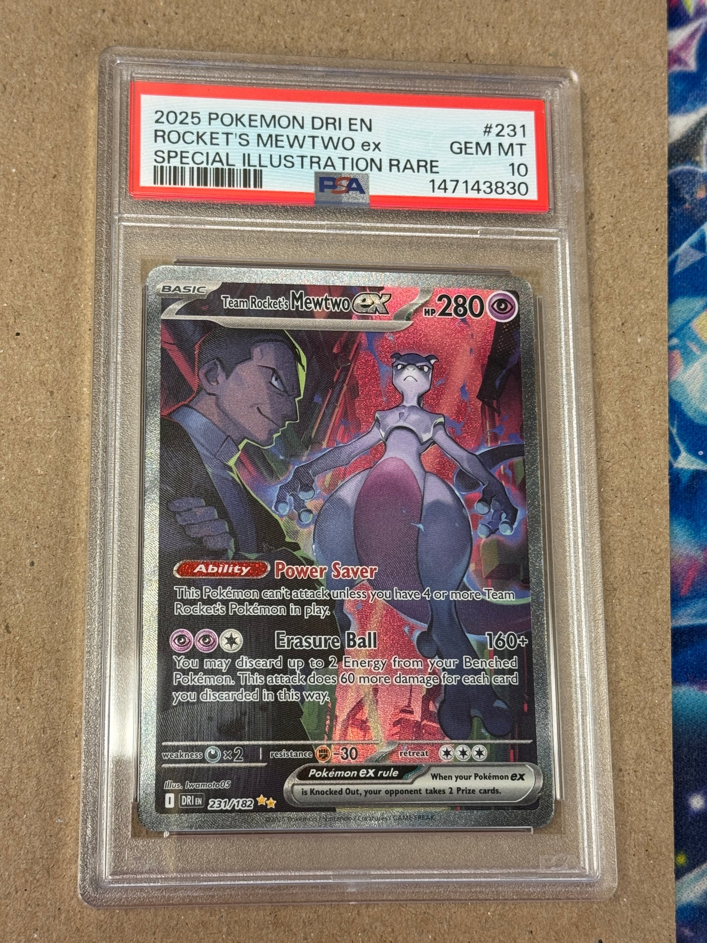 2025 DESTINED RIVALS ROCKET'S MEWTWO EX #231 PSA 10 PK1259