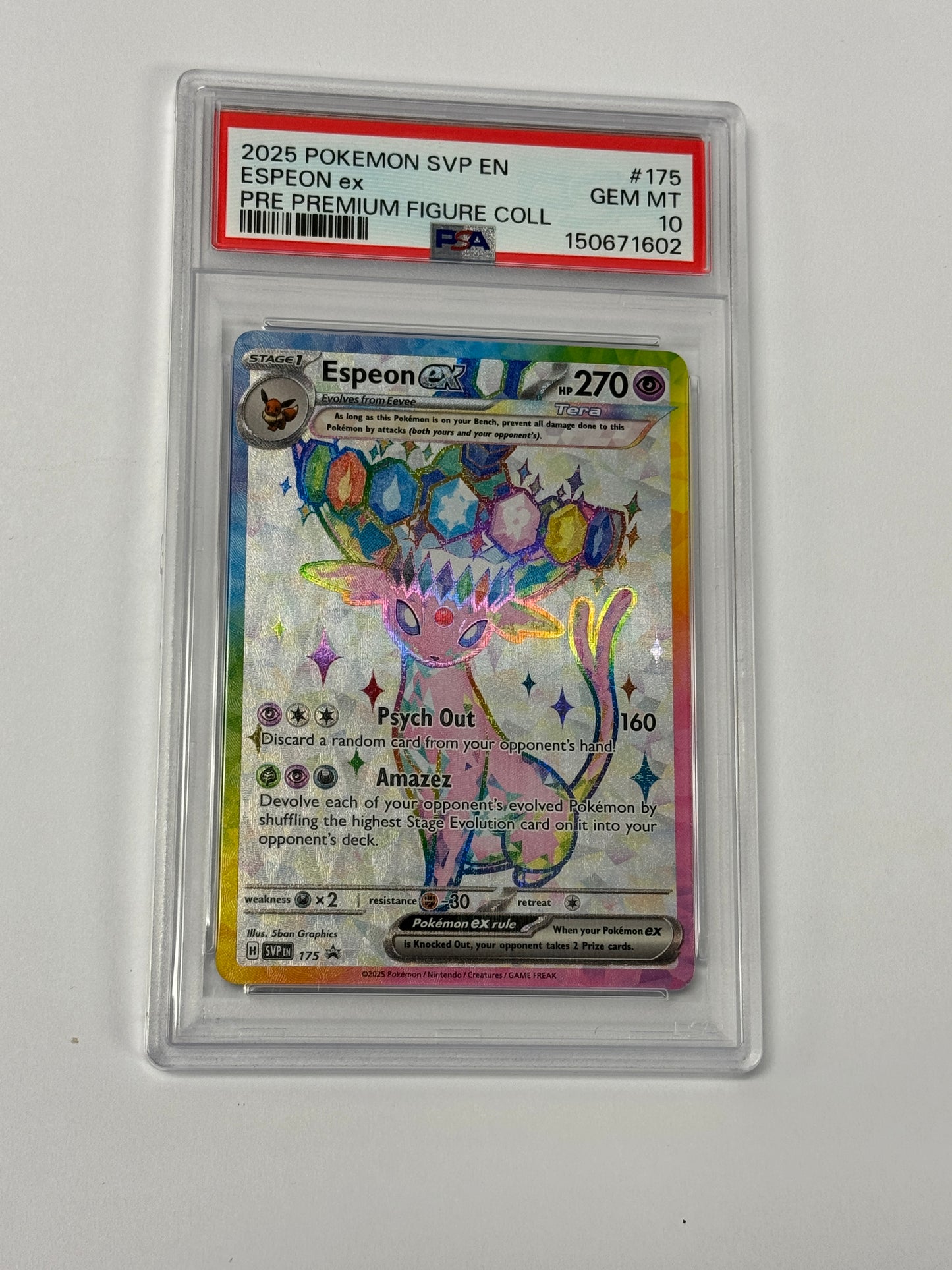 2025 PRISMATIC EVOLUTIONS ESPEON EX #175 PSA 10 PK993. SLAB