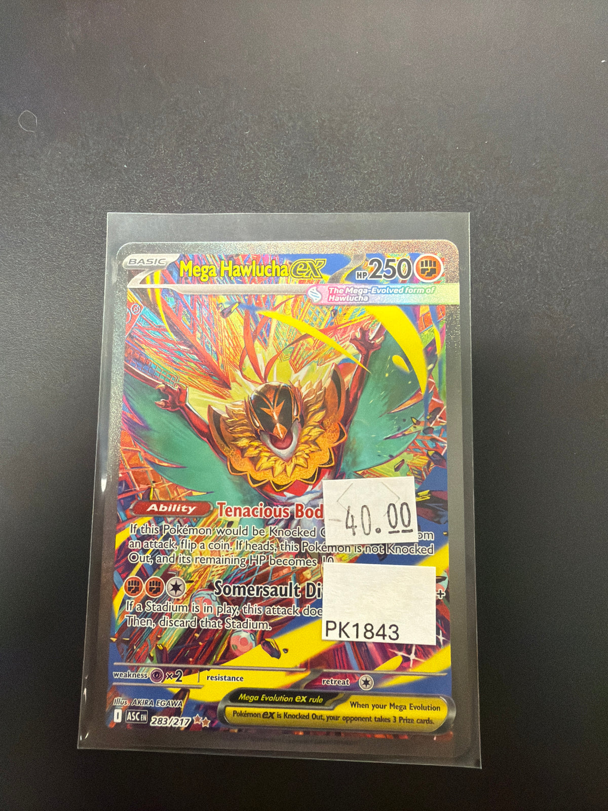 ASCENDED HEROES MEGA HAWLUCHA EX 283/217 RAW PK1843