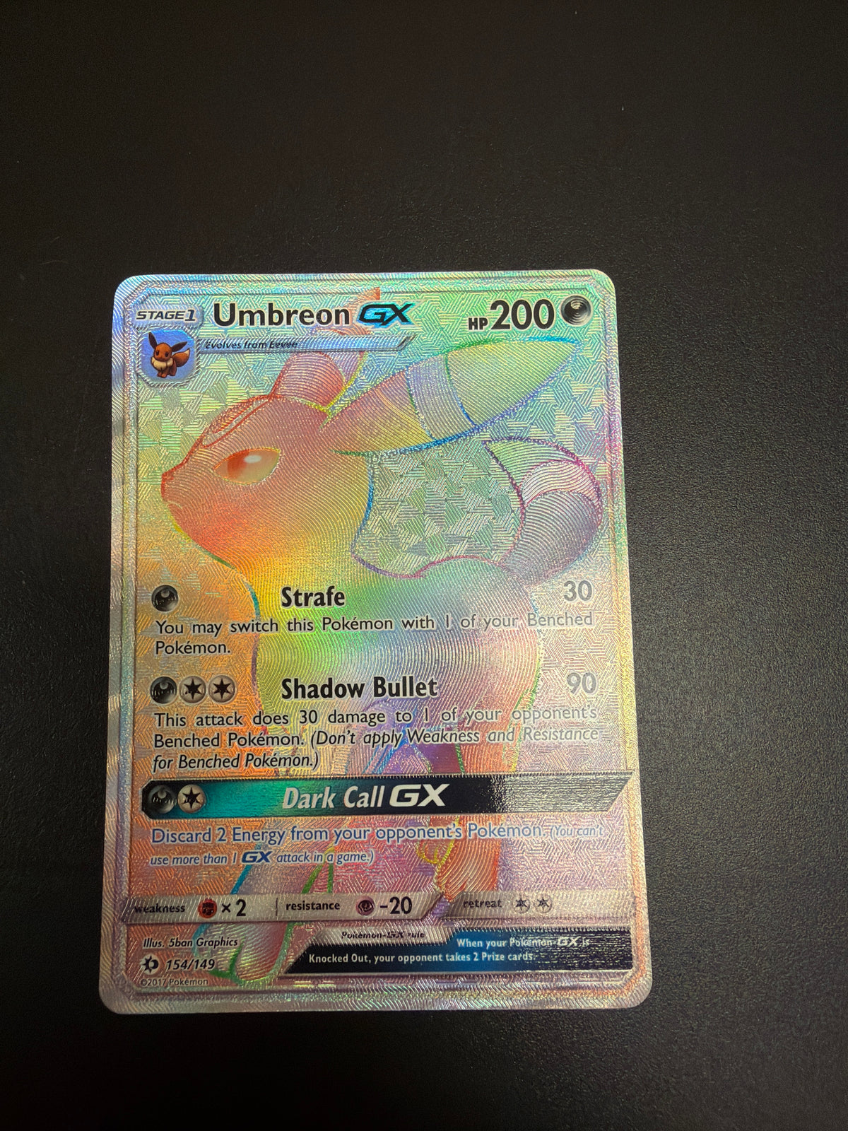 SUN & MOON UMBREON GX 154/149 PK1756 RAW