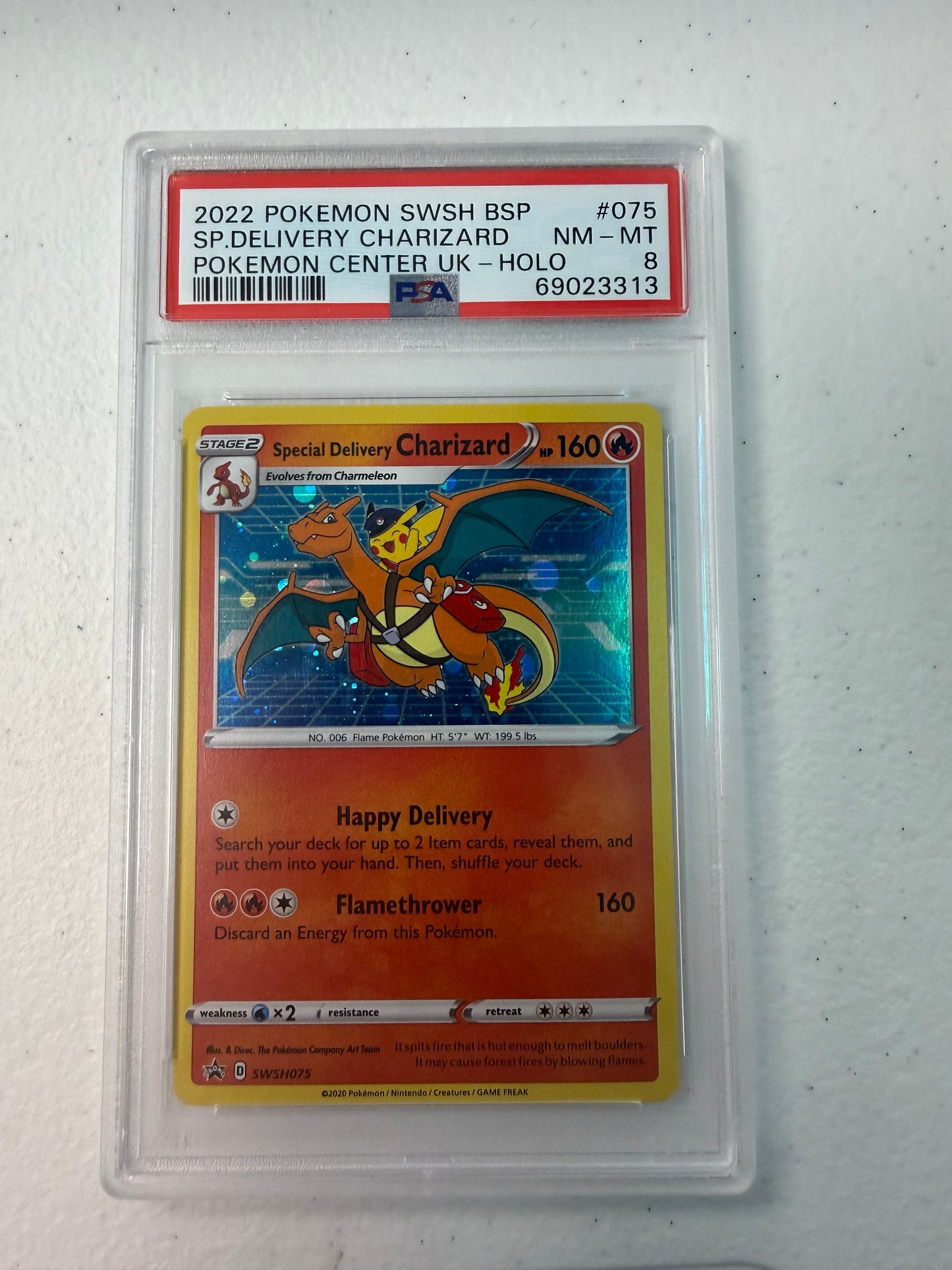 2022  BLACK STAR PROMO  SPECIAL DELIVERY CHARIZARD  #SWSH075  PSA 8  PK1011