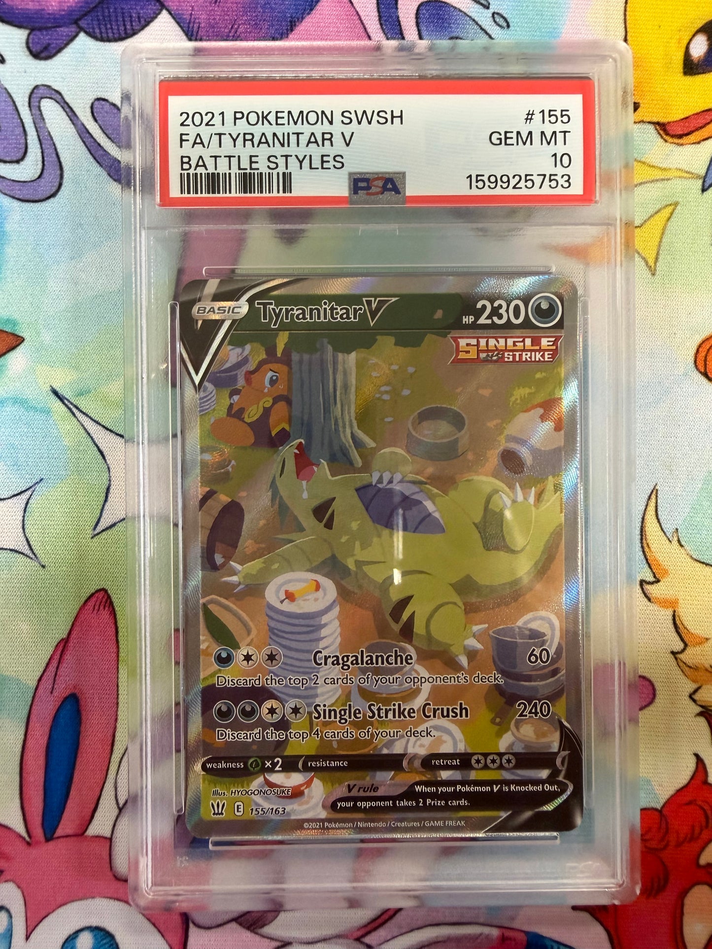 2021  BATTLE STYLES  TYRANITAR V  #155  PSA 10  PK1255