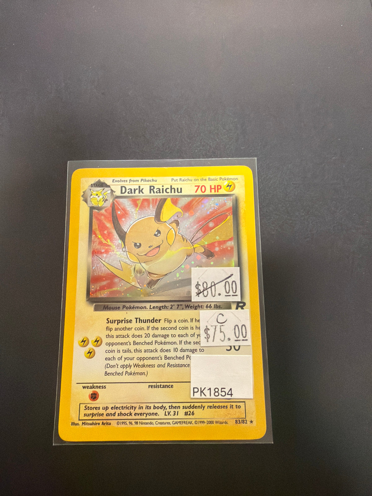 TEAM ROCKET DARK RAICHU 83/82 RAW PK1854