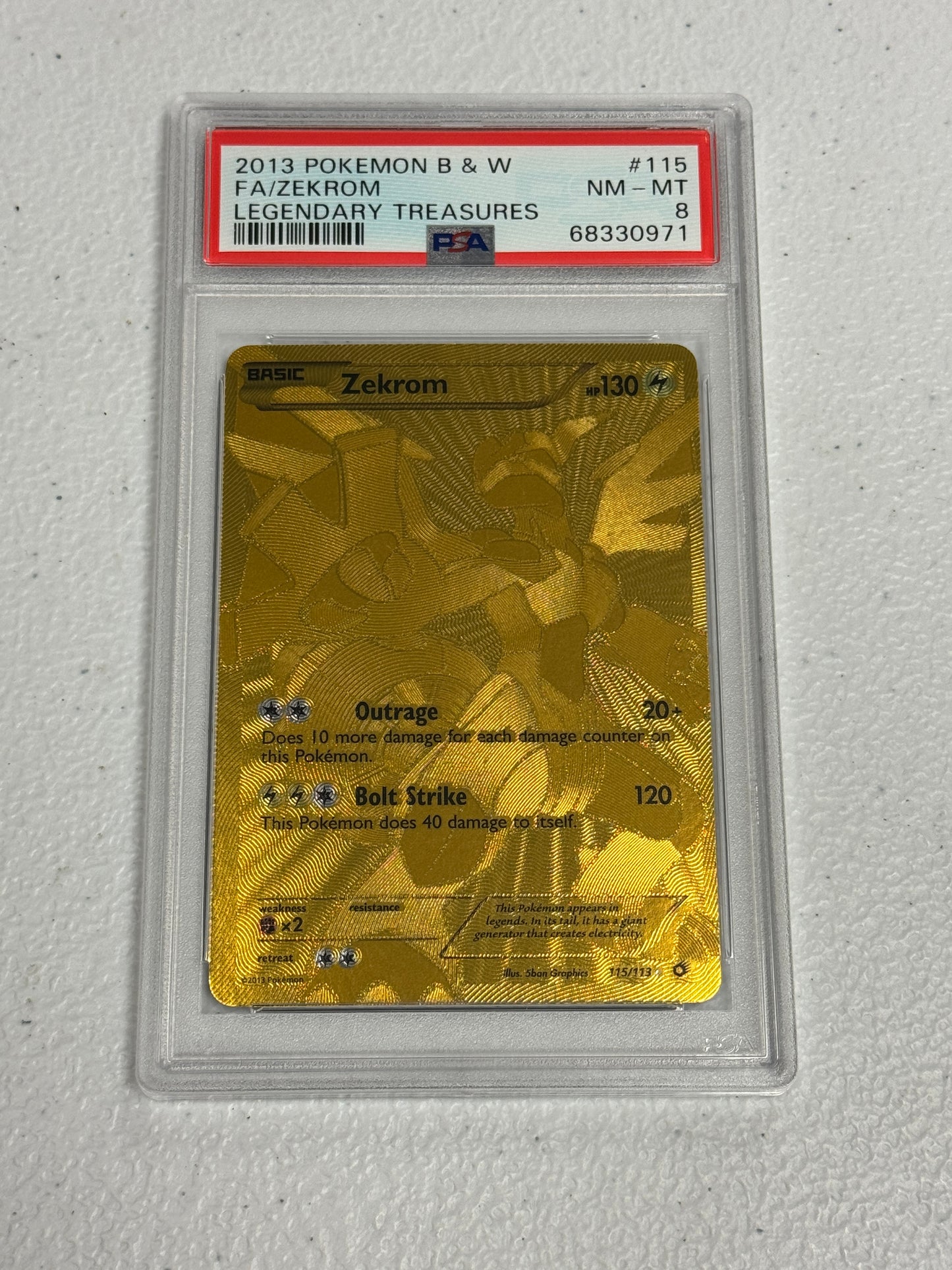 2013 LEGENDARY TREASURES ZEKROM #115  PSA 8  PK1324