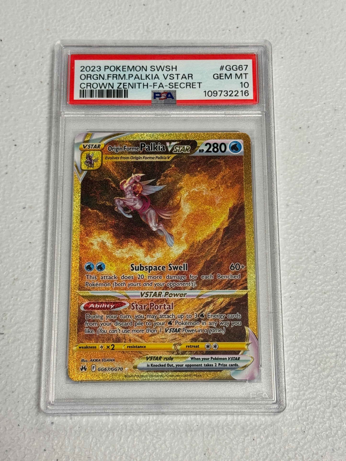 2023 CROWN ZENITH ORIGIN FORME PALKIA VSTAR #GG67  PSA 10  PK1330