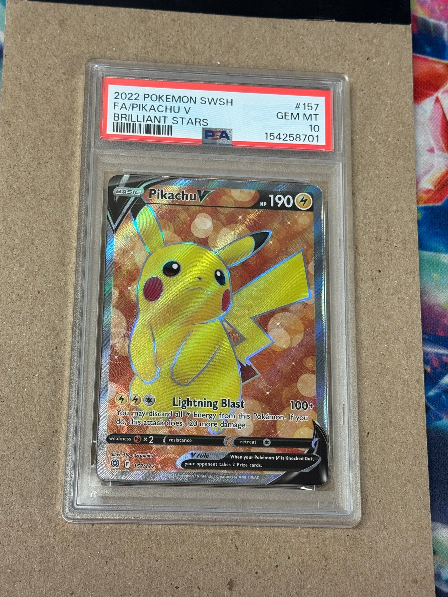 2022 BRILLIANT STARS PIKACHU V  #157  PSA 10   PK1343