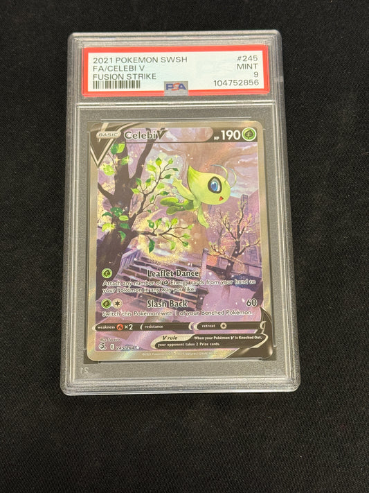 POKEMON FUSION STRIKE CELEBI V 245/264  PSA 9  MINT  PK876