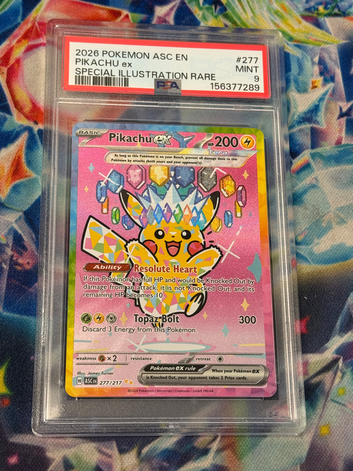 ASCENDED HEROES  PIKACHU EX  277/217  PSA 9  PK1723