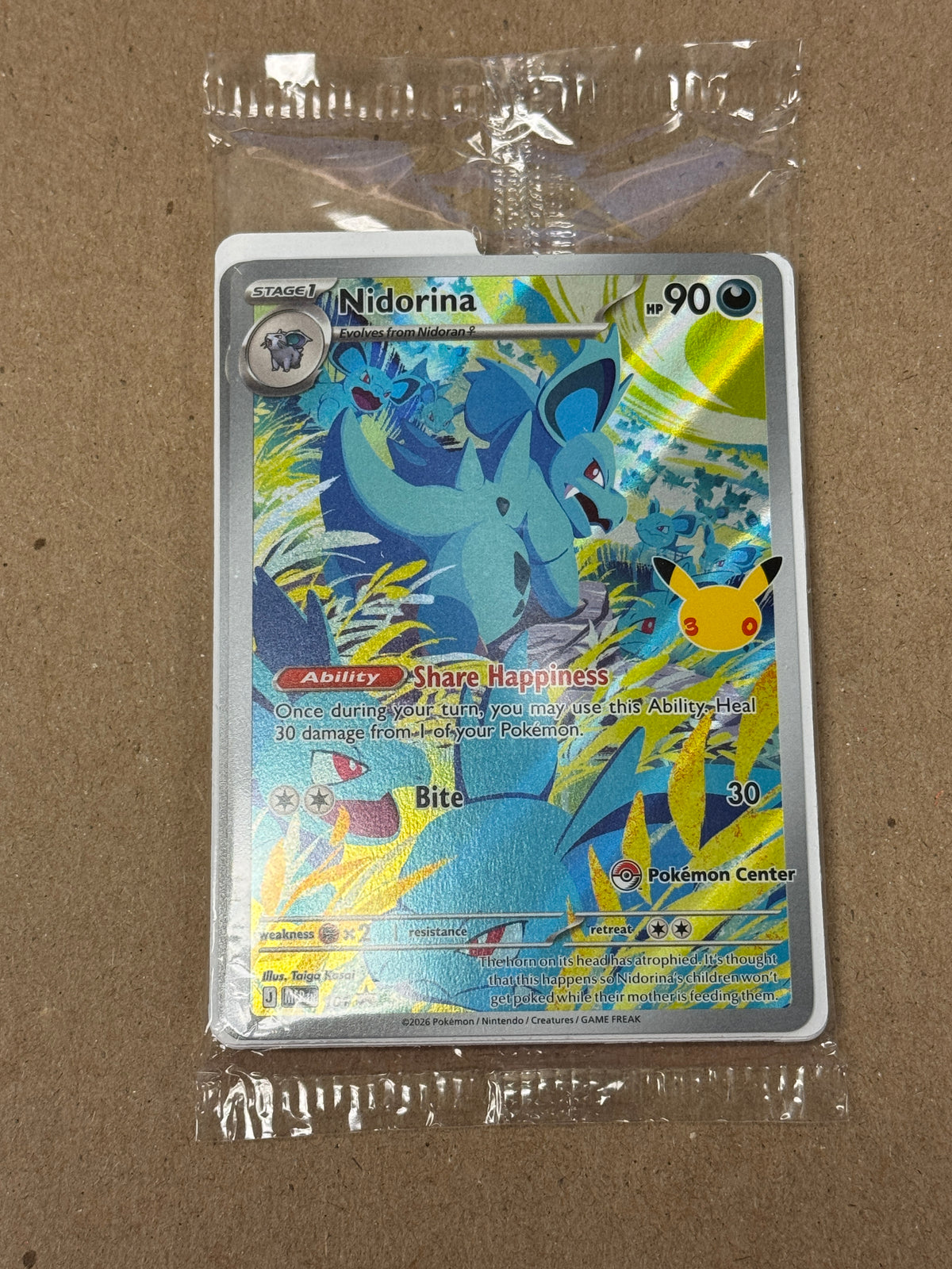 30TH CELEBRATION NIDORINA POKEMON CENTER ETB PROMO  MEP EN 101  RAW  PK1418