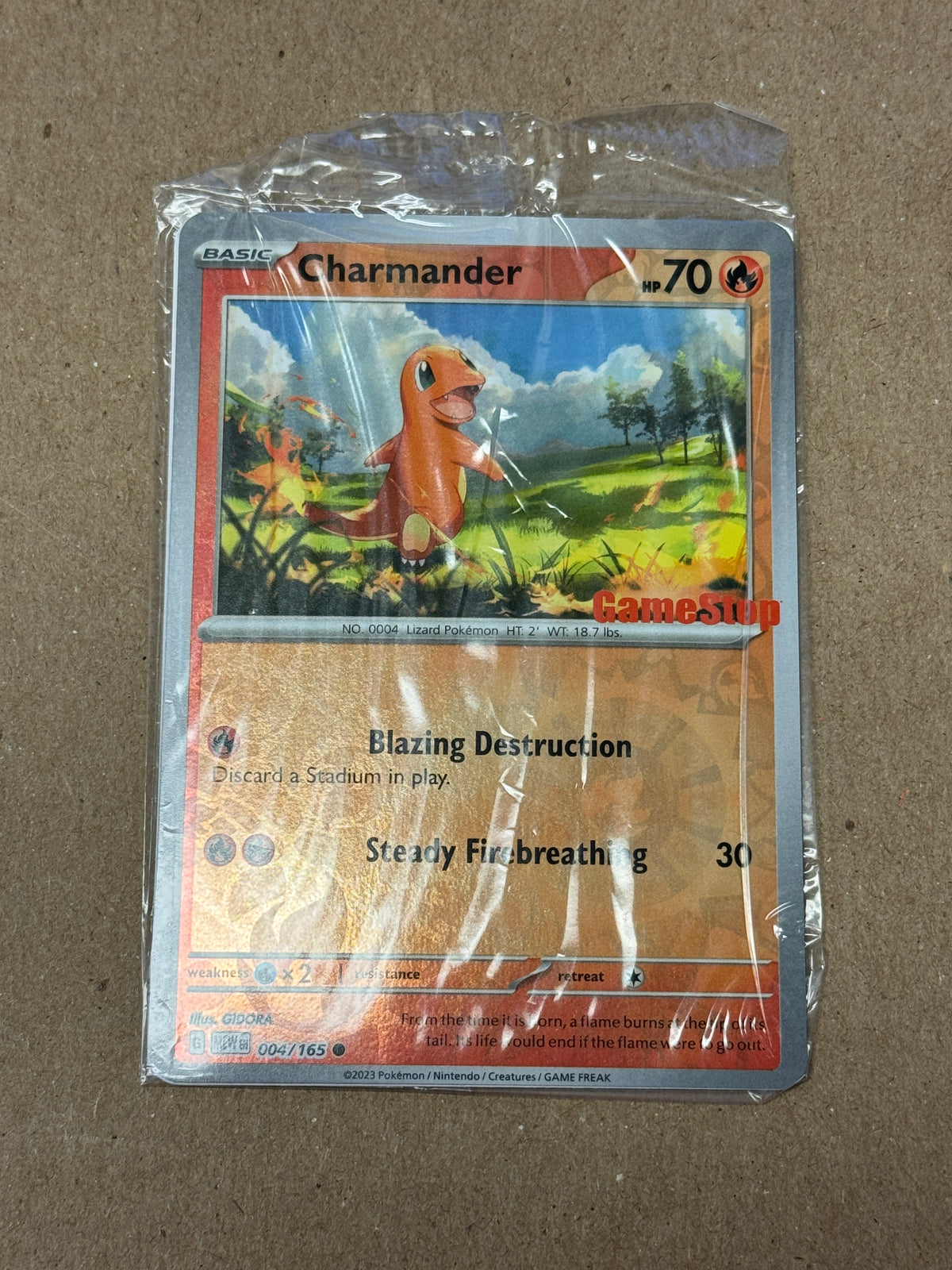ENGLISH 151 GAMESTOP PROMO CHARMANDER 004/165  RAW  SEALED  PK1447