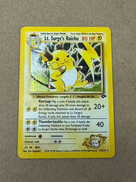 GYM CHALLENGE LT SURGE'S RAICHU 11/132  RAW  PK1456  CONDITION