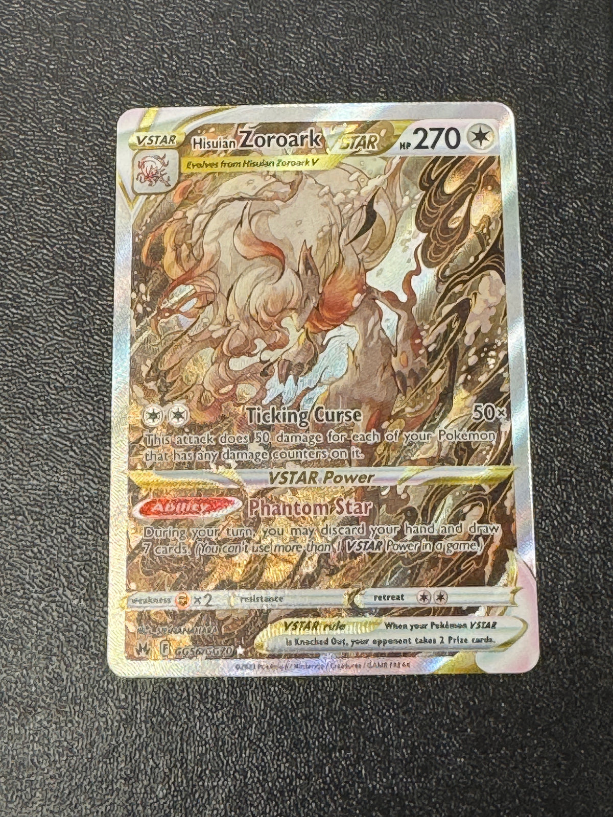 CROWN ZENITH HISUIAN ZOROARK VSTAR  GG56/GG70  RAW **PK1936**