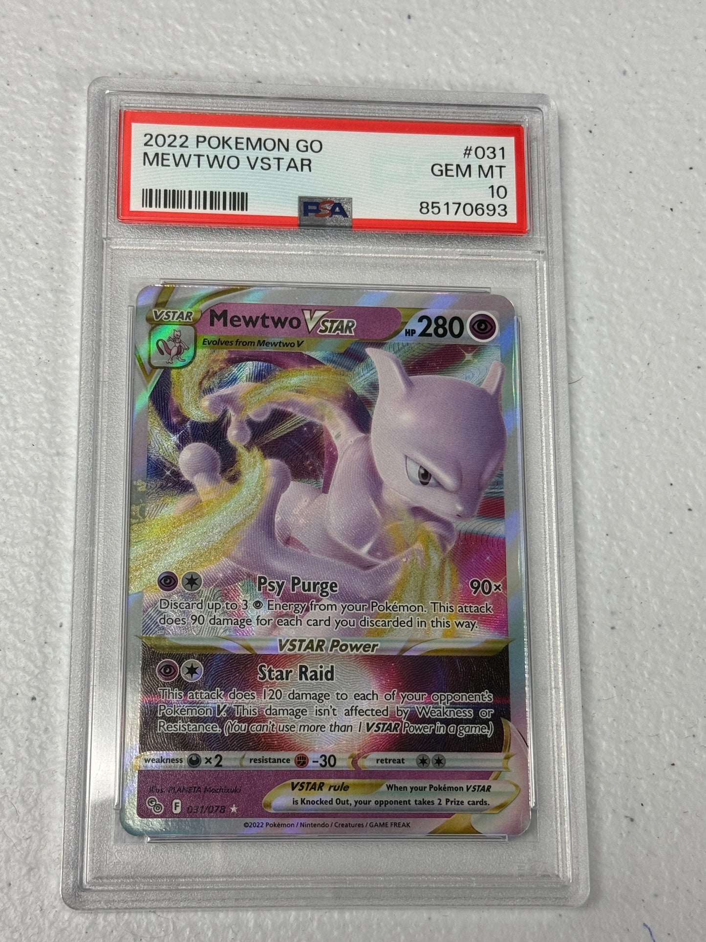 2022 POKEMON GO MEWTWO VSTAR #031  PSA 10  PK1137