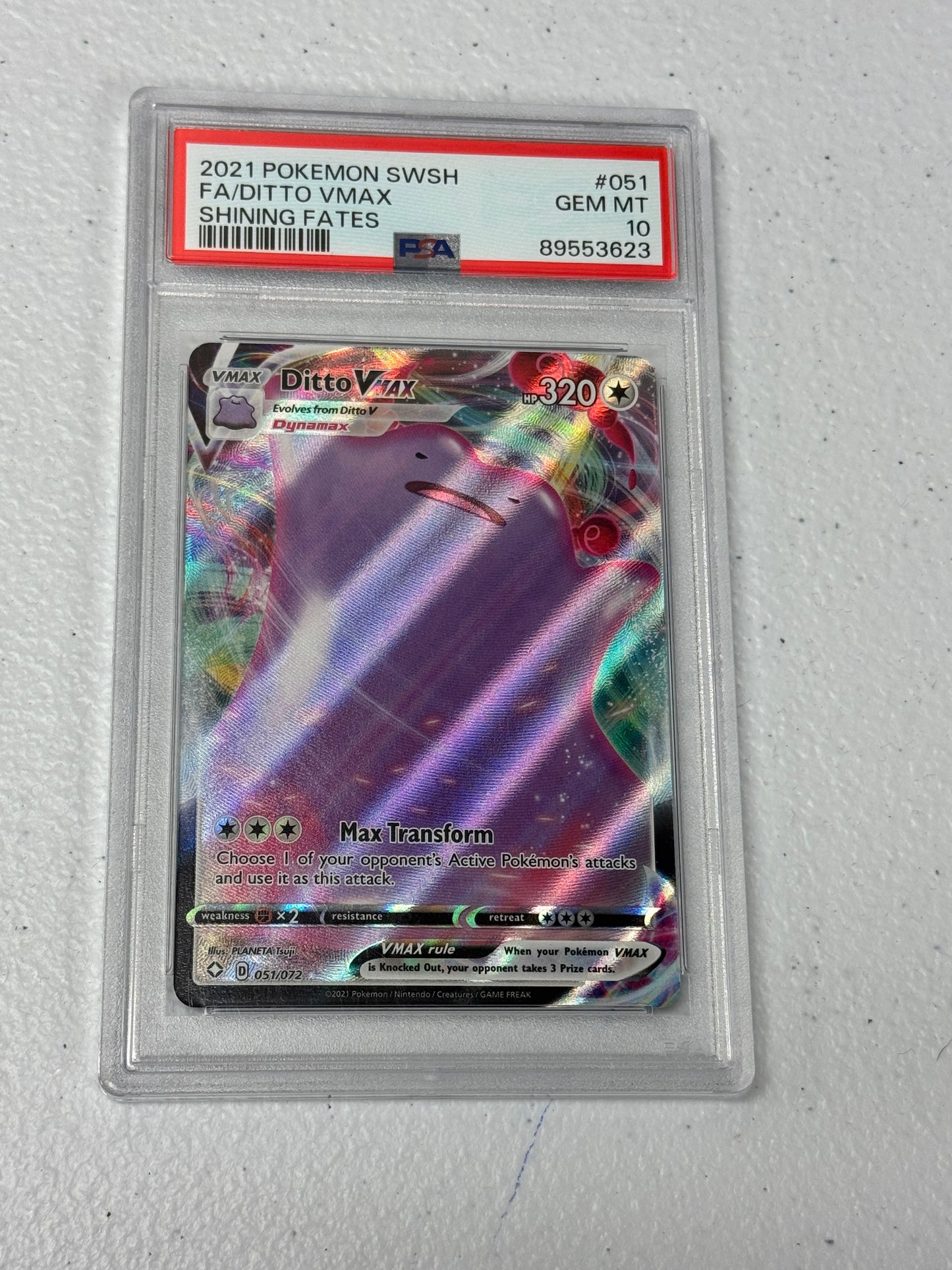 2021 SHINING FATES DITTO VMAX #051  PSA 10  PK1142