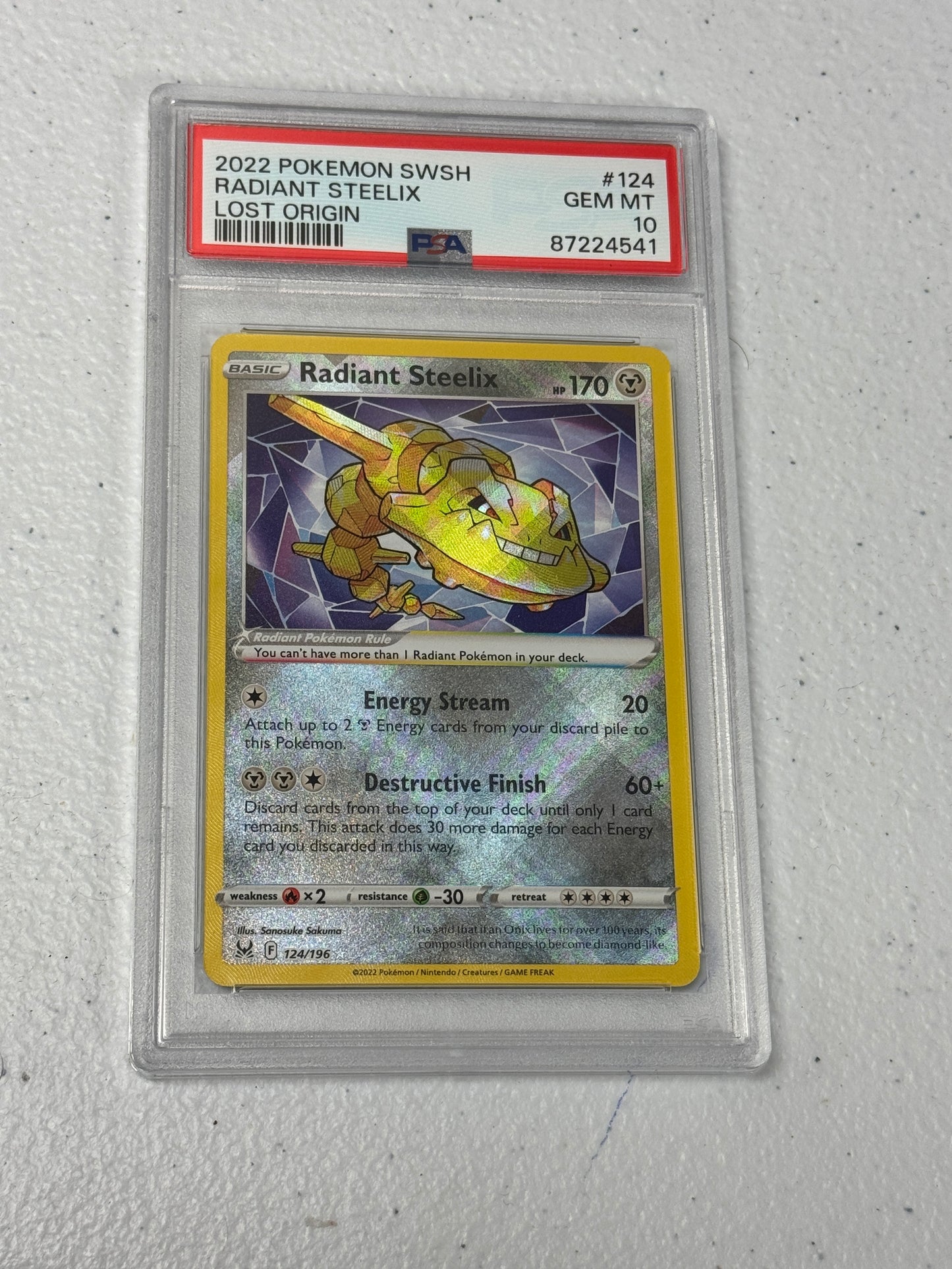 2022 LOST ORIGIN RADIANT STEELIX #124  PSA 10  PK1143