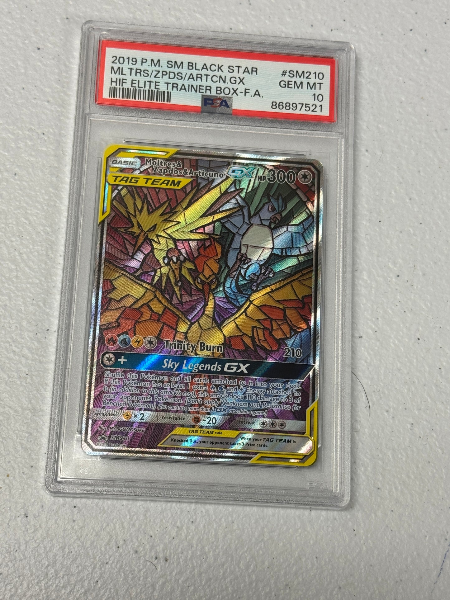 2019 MOLTRES ZAPDOS AND ARTICUNO GX #SM210  PSA 10  PK1146