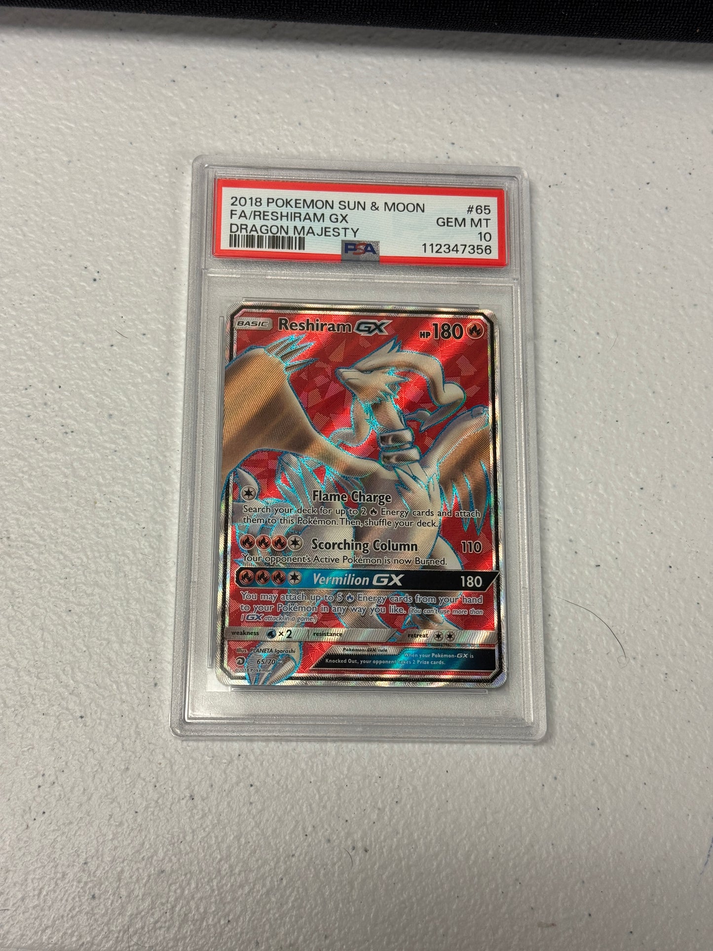 2018 DRAGON MAJESTY RESHIRAM GX #65  PSA 10  PK1152