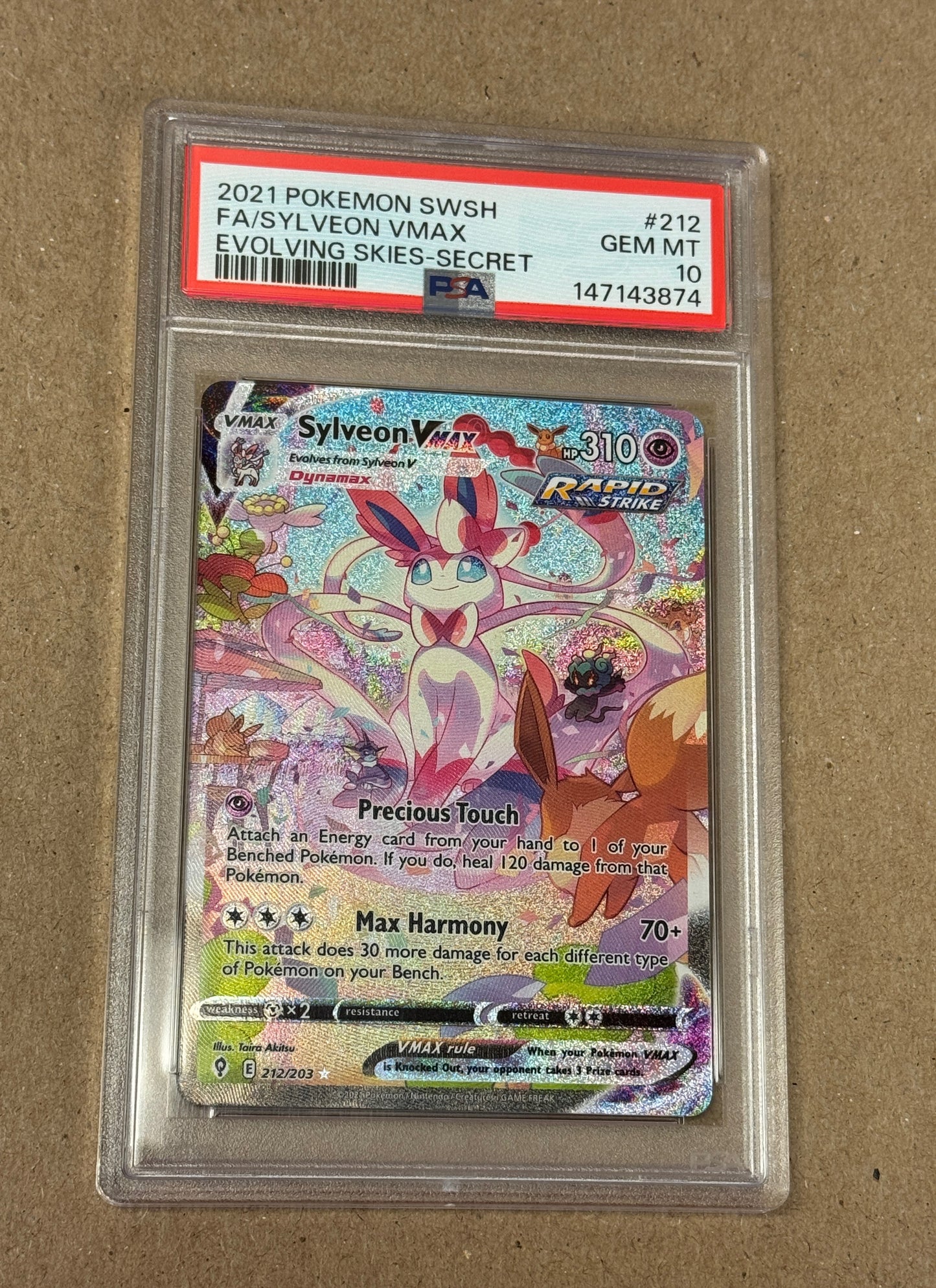 2021 EVOLVING SKIES SYLVEON VMAX #212  PSA 10  PK1264