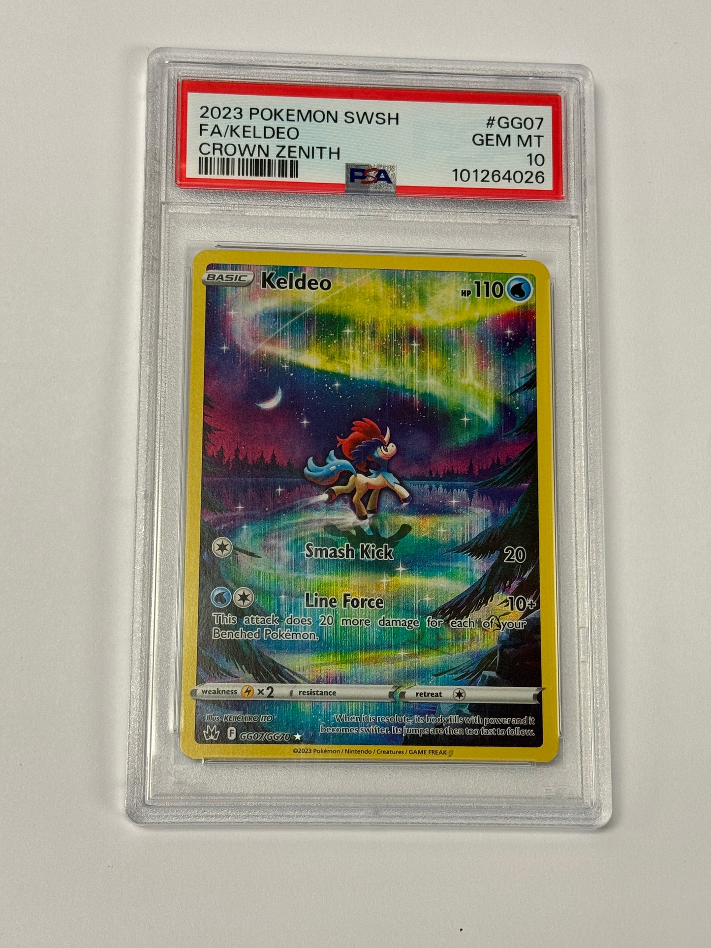 2023 CROWN ZENITH KELDEO  #GG07  PSA 10  PK992.  SLAB