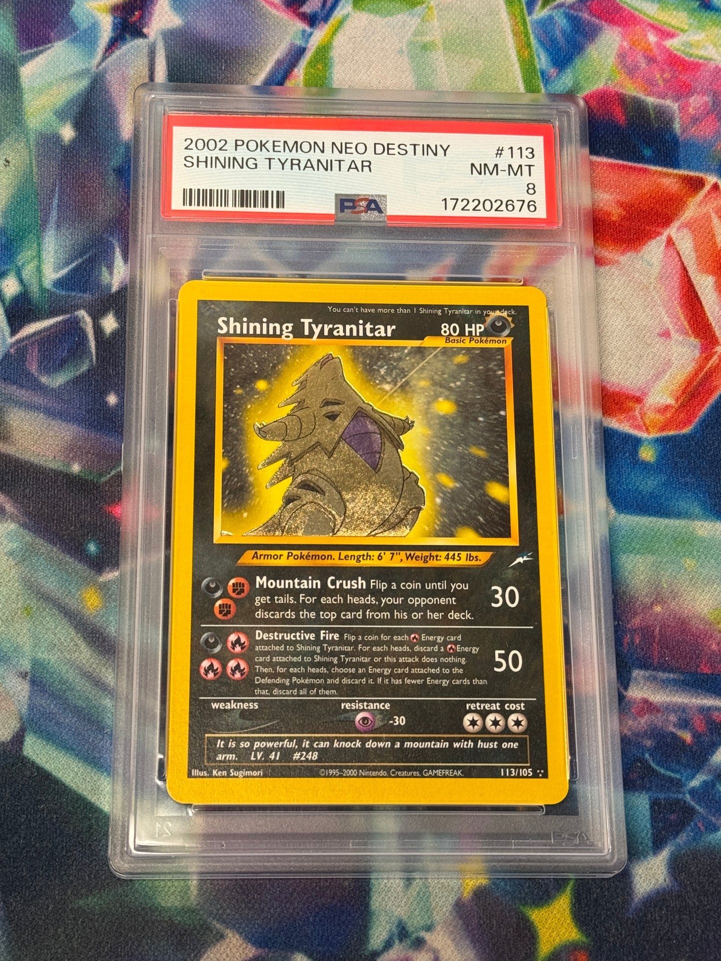 2002 NEO DESTINY SHINING TYRANITAR  #113  PSA 8  PK1023